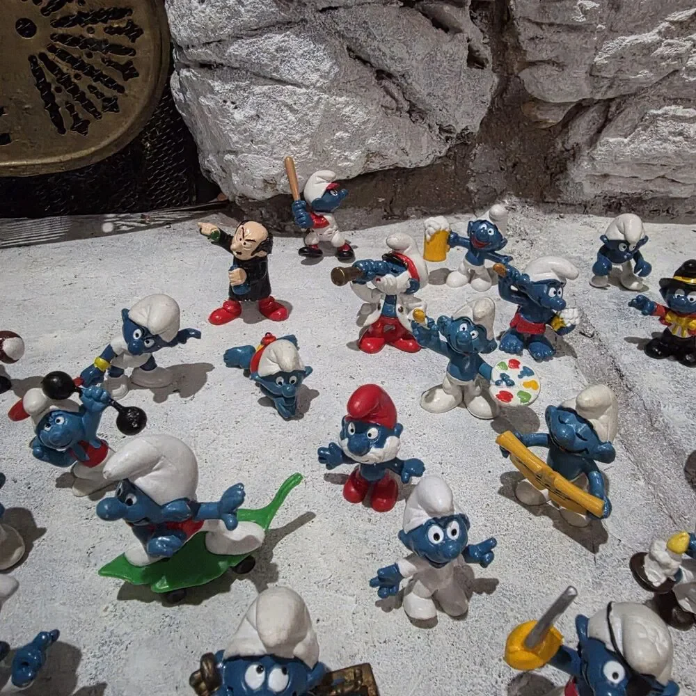 Vintage Smurf Figures Lot of 38 1970s-1980s Peyo Schleich Figurines Snail